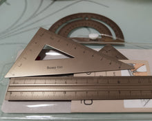 Load image into Gallery viewer, Beauty Girl drawing ruler, geometry tool, 4 piece set, including straight ruler, protractor, triangle ruler, square ruler for drawing