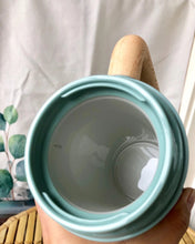 Load image into Gallery viewer, PHOLITA Cups, Wood Handle Tea Cups, Chinese Ceramic Tea Cup, with Infuser and Lid, Matte Green