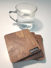 Load image into Gallery viewer, Reetsing coaster,Coasters for Wooden Table, Farmhouse Coaster,  Square Walnut Wood Coaster(4 Inch), Fit Ceramic Cup and Glass Cup or Any Size of Drink Glasses, Housewarming Gifts