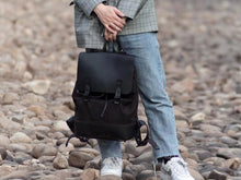 Load image into Gallery viewer, Yatoga backpack, men's 20-liter fashion schoolbag backpack, a combination of leather and fabric.