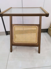 Load image into Gallery viewer, Yourtarget end table, glass wooden end table, can store living room and bedroom