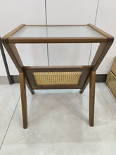 Load image into Gallery viewer, Yourtarget end table, glass wooden end table, can store living room and bedroom