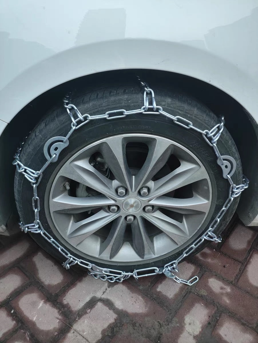 Car tire anti slip chains, quick and easy to install tire traction chains, portable, reusable, and adjustable
