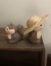 Load image into Gallery viewer, LISM Wood carvings,Handmade wooden squirrel ornament straw hat design
