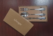 Load image into Gallery viewer, Afwqm 3 Pieces Stainless Steel Flatware Set, Knife Fork Spoon Cutlery Set with Gift Box

