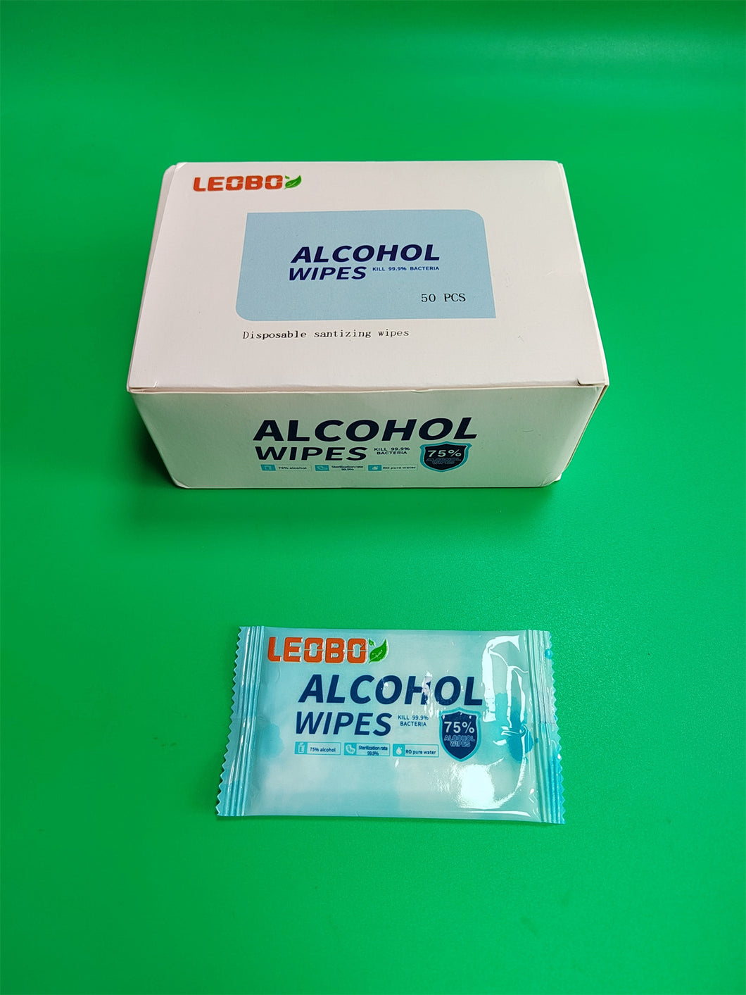 LEOBOX Disposable sanitizing wipes ,75% alcohol - disposable, high-quality, odorless
