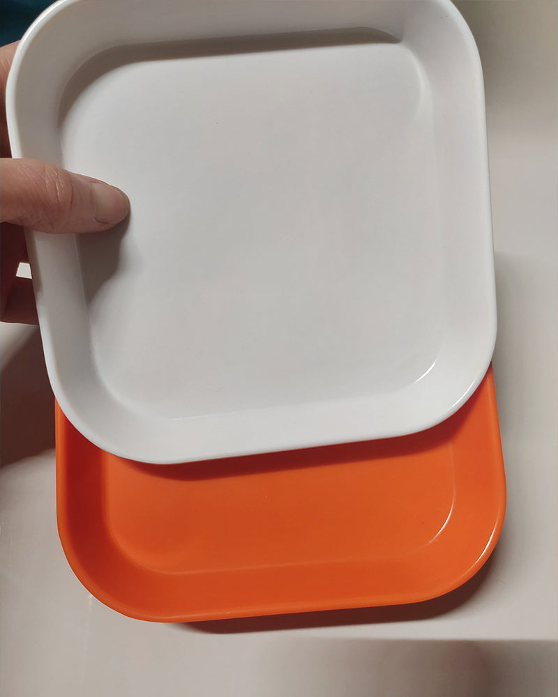 abobwey household tray,Biodegradable Plastics Tray, Rolling Tray Household Tray, Tea Tray, Fruit Tray, Household Tray, Convenient Tray, Square (Small) (white,orange )