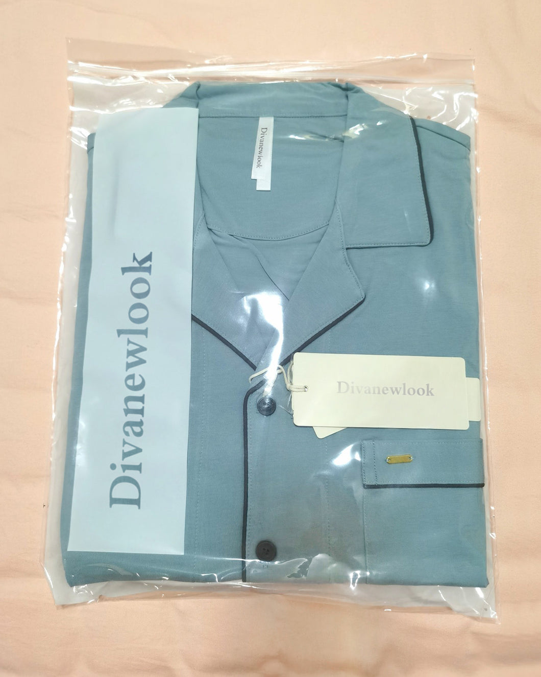 Divanewlook pajamas,Men's Broadcloth Short Sleeve Pajama Set