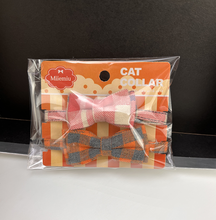 Load image into Gallery viewer, Miiemiu 2 Pack Cat Bow tie，Movable Bowtie, Cat Bowtie Plaid Patterns, Breakaway Buckle Safety with Tiny Bell, Adjustable Pet Bow tie for Cats and Puppies
