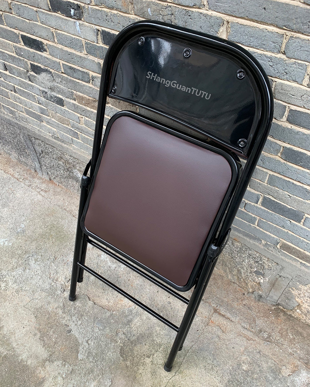 SHangGuanTUTU Chair,Double Braced brown Metal Folding Chair
