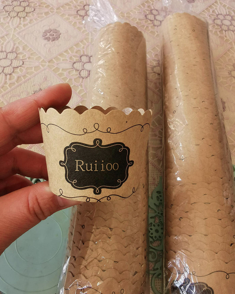 Ruiioo baking paper cups, natural odorless cupcake liner Standard greaseproof paper muffin baking cups 20