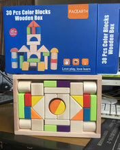 Load image into Gallery viewer, PACEARTH-Wood Kids Building Blocks  | Stacking Wooden Block Educational Toy Set for Toddlers, Colored Pieces in Assorted Shapes and Sizes

