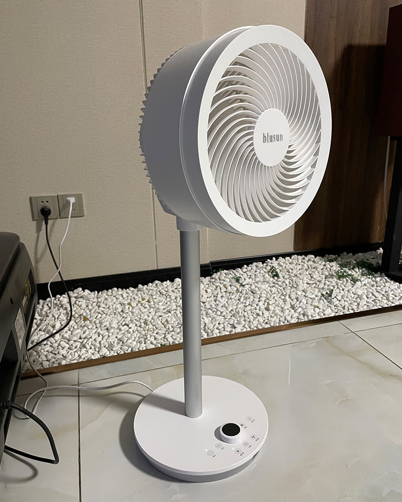 blusun electric folding table fan, adjustable height from table fan to vertical fan, 4 wind speed, 7200mAh large capacity USB rechargeable battery, detachable fan frame, easy to clean