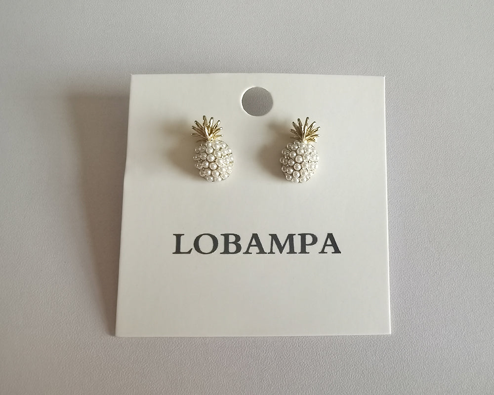 LOBAMPA Pearl Women Classic Stud Earrings Pineapple Pearl Earrings Female Fashion Earrings Female Jewelry