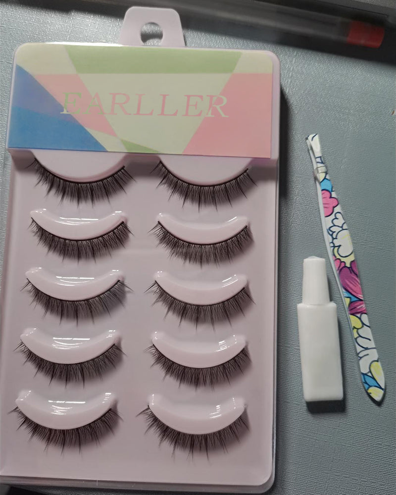 EARLLER artificial eyelashes, 10 sets of women's false eyelashes, natural black