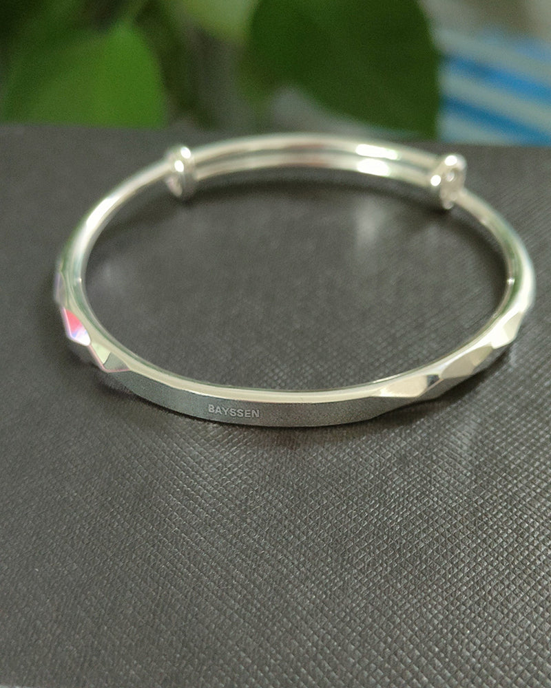 BAYSSEN bracelet, 925 sterling silver handmade bracelet, retractable cuff hinged bracelet women's 7 inch manufacturing