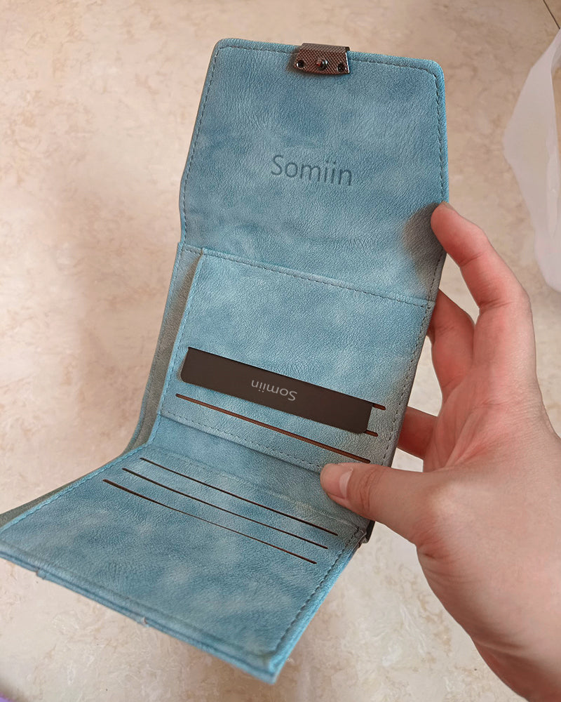 Somiin Wallets，Genuine Leather Credit Card Holder with many Card Slots