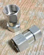 Load image into Gallery viewer, Mocoker metal pipe fittings, 2 304 stainless steel compression fitting ferrules, 5/16&quot; tube outer diameter x 1/4&quot; NPT male thread, straight adapter and double ferrule connection
