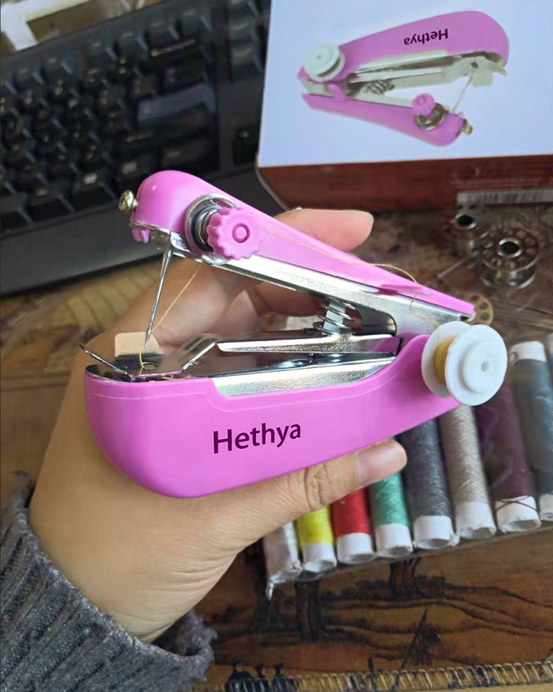 Hethya sewing machine,Handheld Sewing Machine Manual Sewing Machine Portable Stitch Stapler Mini Sewer Machine Hand Stitcher Sewing Machine Handy Needlework Tool for DIY Crafts Fabric Cloth Sewing Home Travel Use