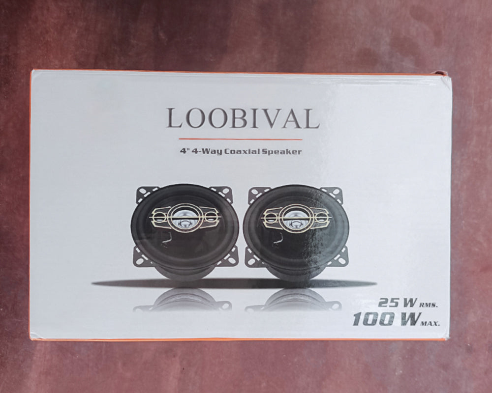 LOOBIVA audio speakers, L low profile 4 inch 4 ohm 25 watts RMS power supply factory replacement coaxial car audio system speakers (pair)