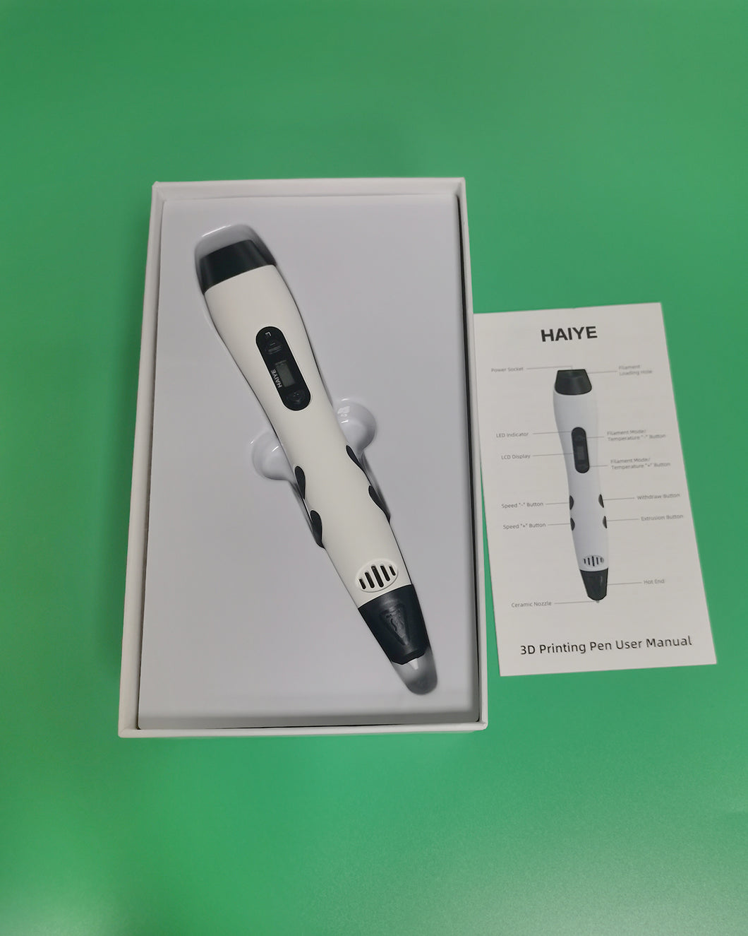 HAIYE 3D Printing Pen -Starter Colors of Filament, Stencil Book + Project Guide, and Charger