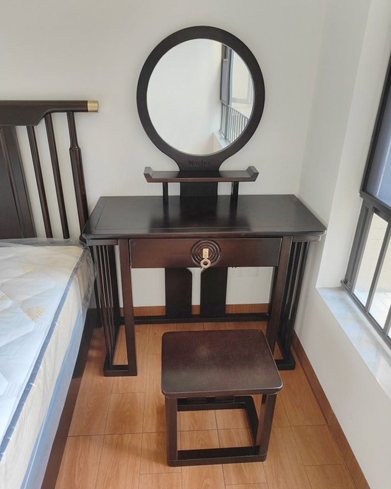 Neche dressing table with drawers and illuminated mirror, dressing table set, dressing table with stool