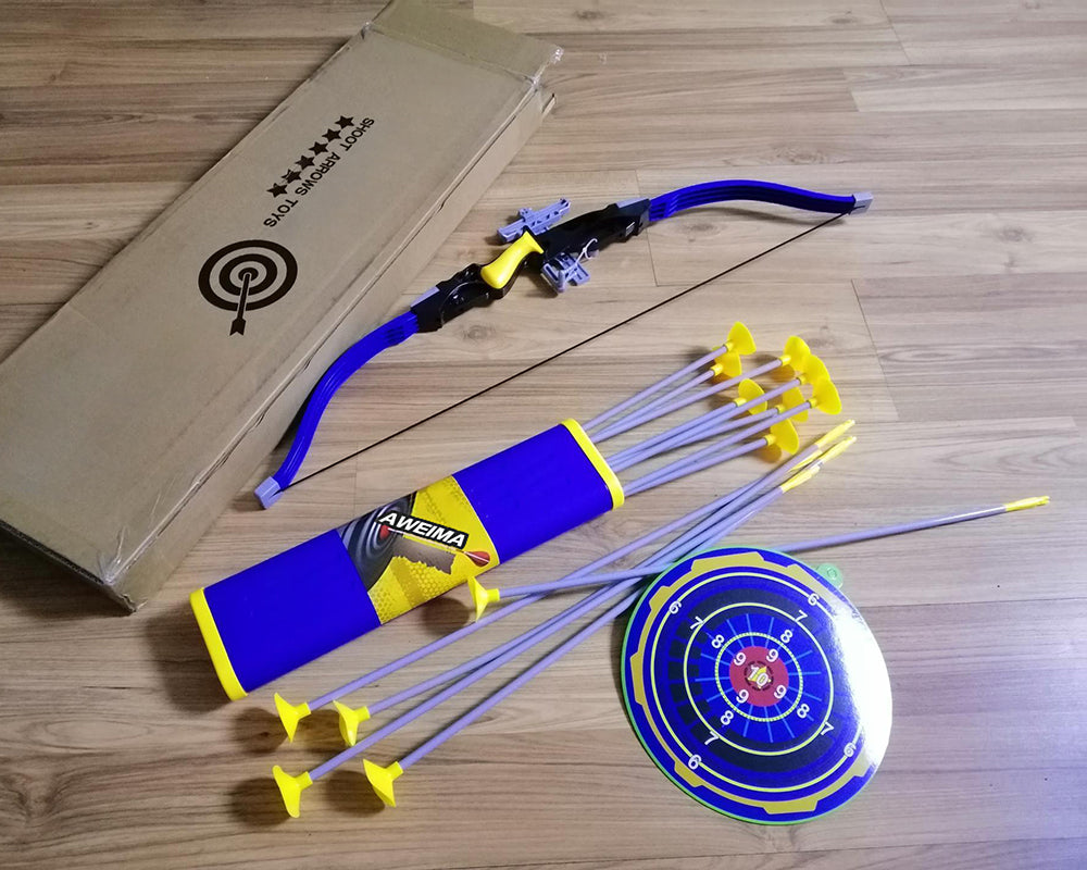 AWEIMA decompression sports toys, children's bow and arrow set, light up archery toy set, including 6 suction cup arrows, target and quiver-suitable for boys and girls aged 3-12