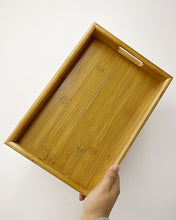 Load image into Gallery viewer, YKOAJG household tray,Wood Serving Tray with Handles (17 Inches) – Decorative Serving Trays Platter for Breakfast in Bed, Lunch, Dinner, Appetizers, Patio, Ottoman, Coffee Table, BBQ, Party –Great for Lap &amp;Couch
