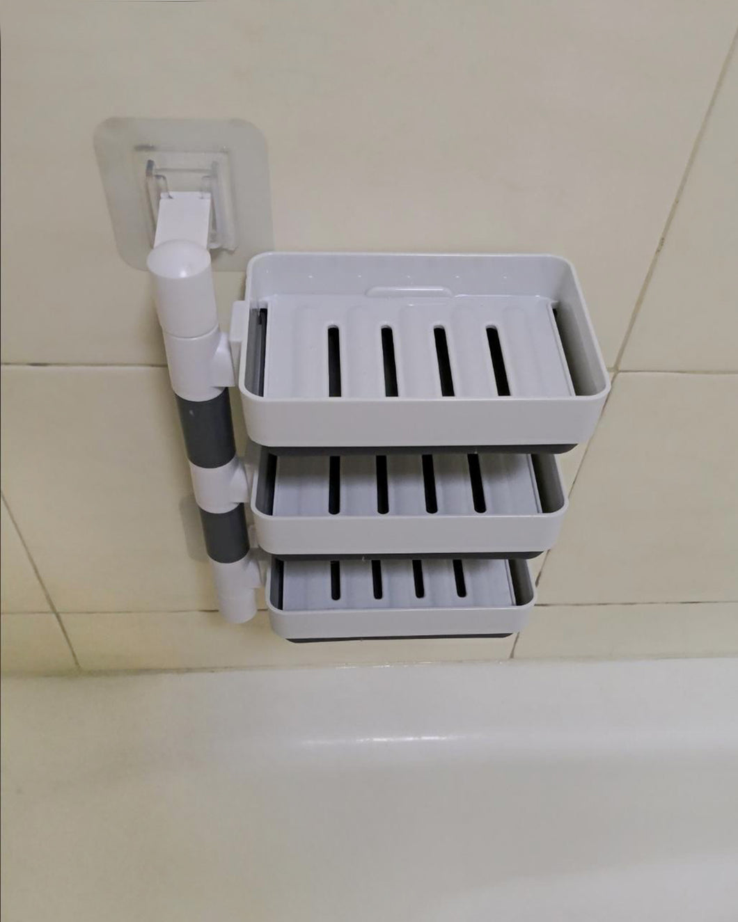 AQOOA soap Dish Holder for Shower, Bathrom 3 Tier with Hooks Adhesive Wall