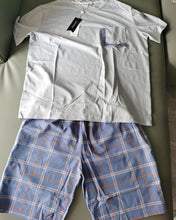 Load image into Gallery viewer, Aiysiyu Men&#39;s Heathered Knit Shirt and Shorts Sleep Set
