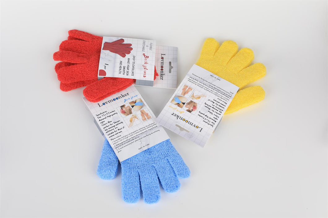 Lovmoonker 3 Pairs Exfoliating Gloves Exfoliator Shower Glove Body Scrubber Bath Gloves for Shower, Spa, Massage, Body Scrub