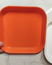 Load image into Gallery viewer, abobwey household tray,Biodegradable Plastics Tray, Rolling Tray Household Tray, Tea Tray, Fruit Tray, Household Tray, Convenient Tray, Square (Small) (white,orange )
