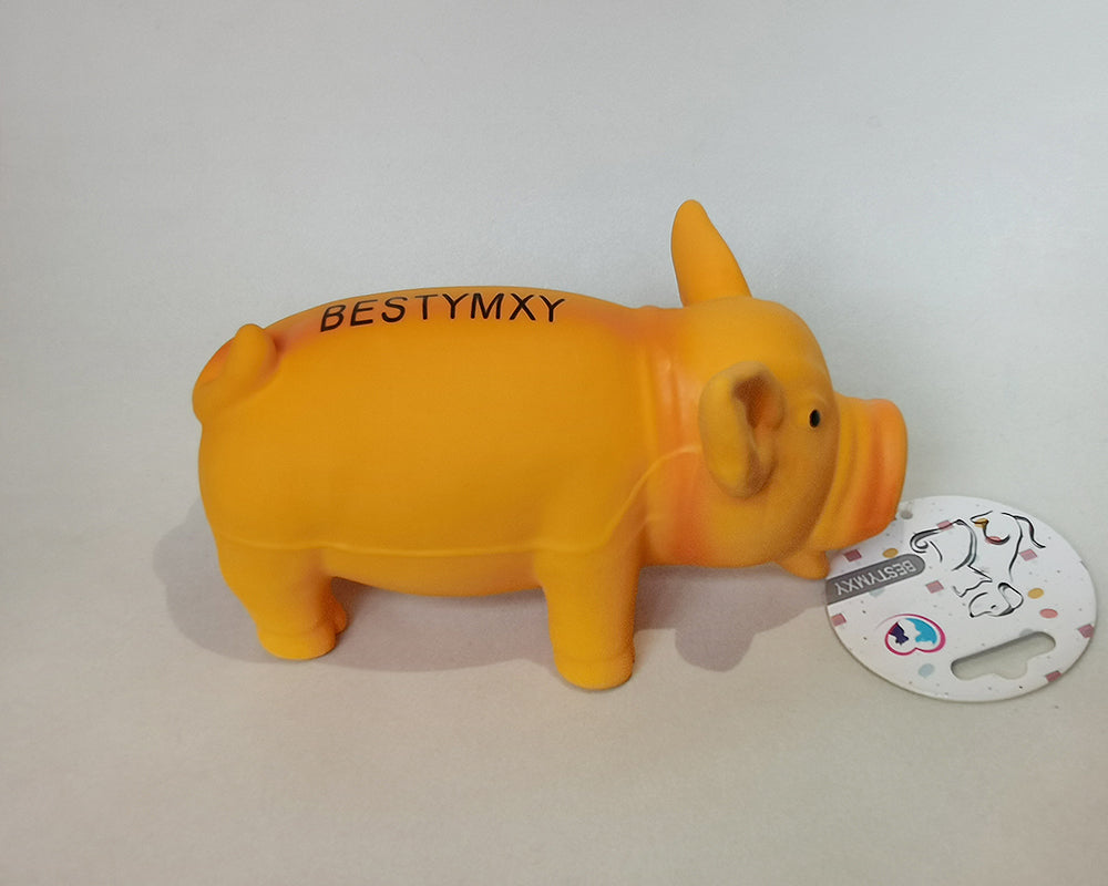 BESTYMXY 6.5 inch medium-sized pig dog toy interactive dog latex rubber cube squeeze grunt play