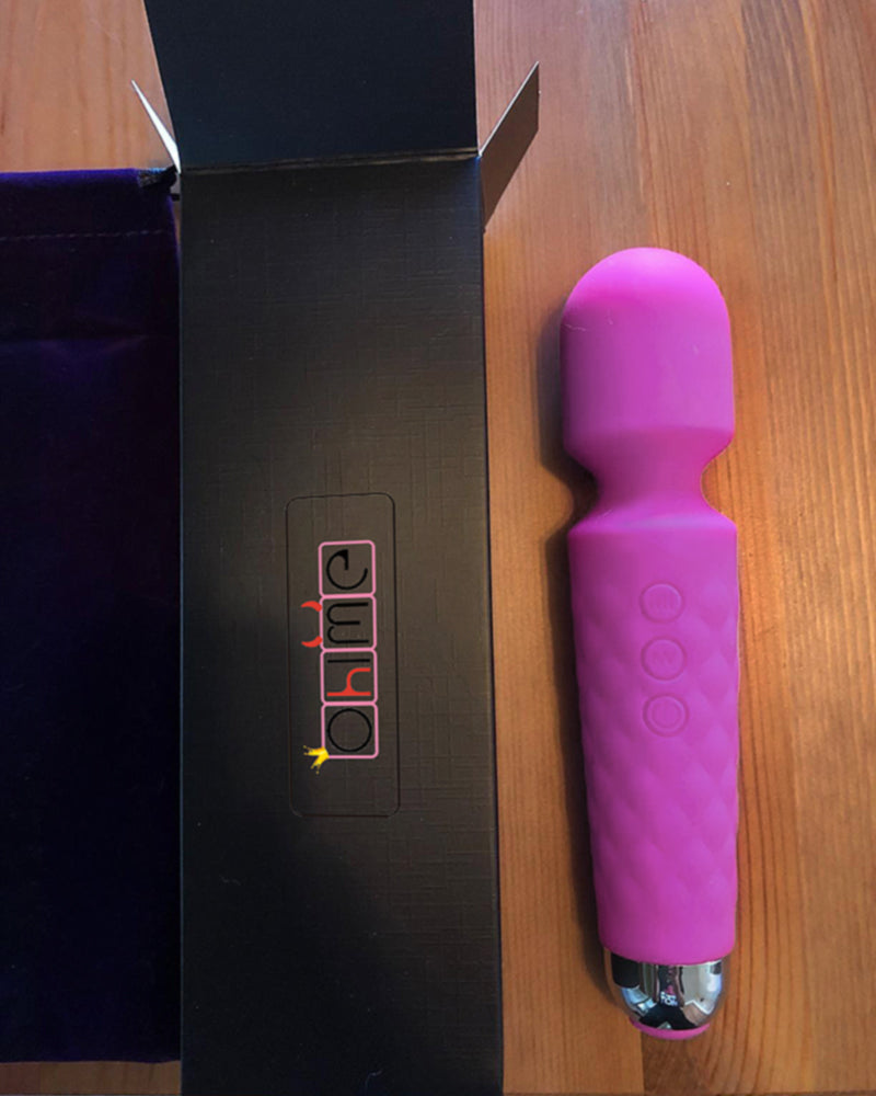Ohlme Rechargeable personal wand massager-quiet and waterproof-20 modes and 8 speeds-perfect for relieving tension, muscles, back, soreness, recovery-pink