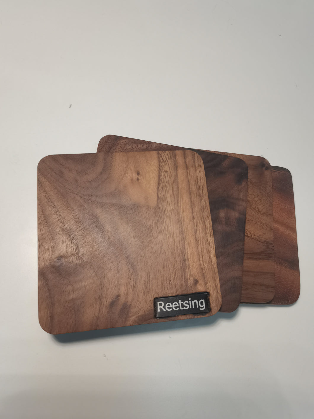 Reetsing coaster,Coasters for Wooden Table, Farmhouse Coaster,  Square Walnut Wood Coaster(4 Inch), Fit Ceramic Cup and Glass Cup or Any Size of Drink Glasses, Housewarming Gifts