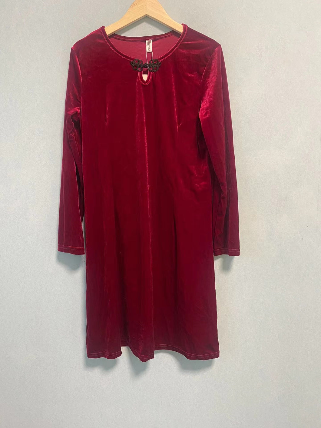 CLOTHYIFUE Frocks, Women's Long Sleeve Retro Elegant Shirt Dress，Red