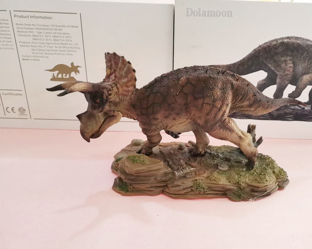 Dolamoon rubber toys, super realistic fake triceratops, children's toys, rubber dinosaur models