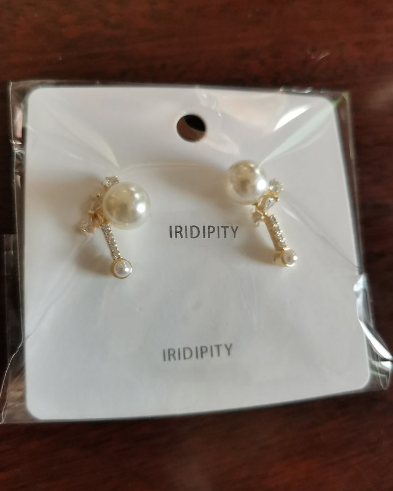 IRIDIPITY earrings, selected ladies pearl earrings, cubic zirconia flower inlaid with rhinestones, gold drop earrings