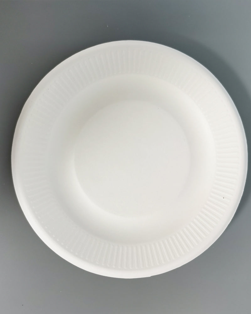 Disposable pulp bowl plates, round plates 10 organic bagasse plates made of natural sugarcane fiber-environmentally friendly, heavy-duty disposable plates, suitable for parties, dining and daily use